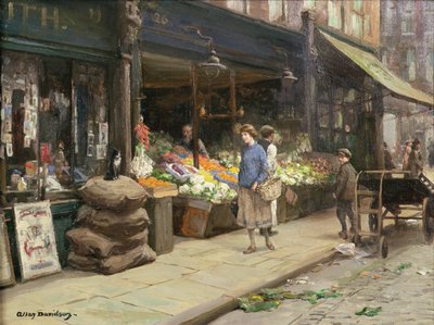 A London Street Market by Allan Douglas Davidson